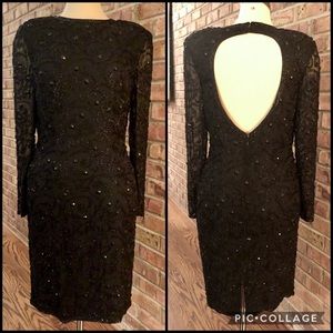 1990 Saks Fifth Avenue beaded silk cocktail dress